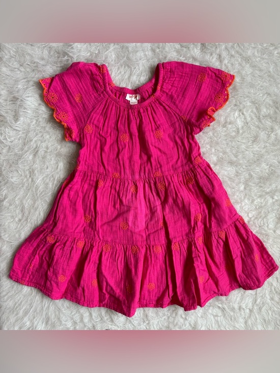 Cat & Jack Other - Cat & Jack Hot Pink Summer Dress with Orange Floral Embroidery